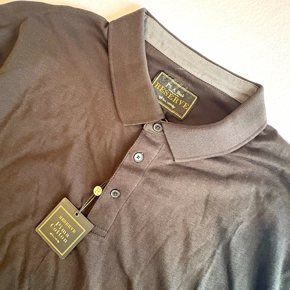 Jos. A. Bank Reserve Pima Cotton Long Sleeve Polo Shirt Black Men's XXL $109.50